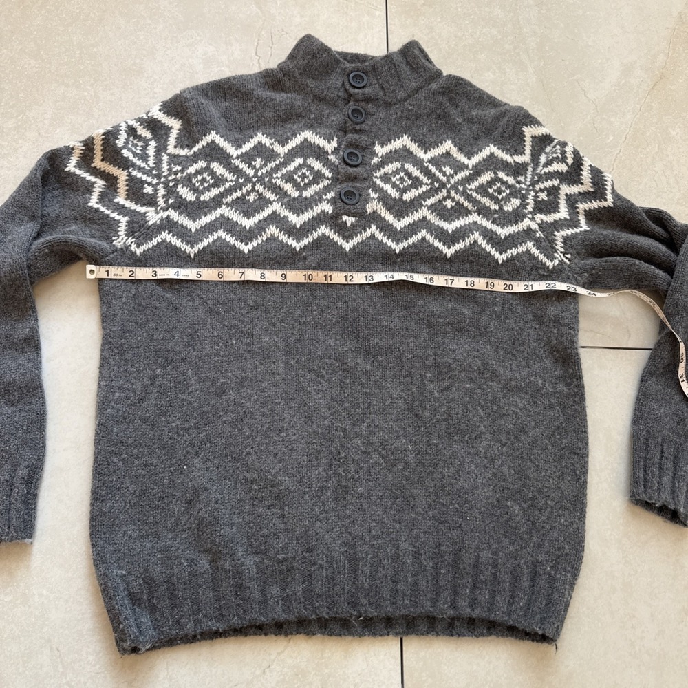 Davis & Squire Gray Nordic Style Yoke Wool Blend Henly Sweater Mens Sz L - Picture 3 of 7